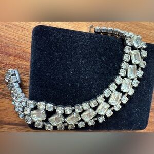 Vintage Kramer Of NY Clear Rhinestone Bracelet Silver Tone 7”